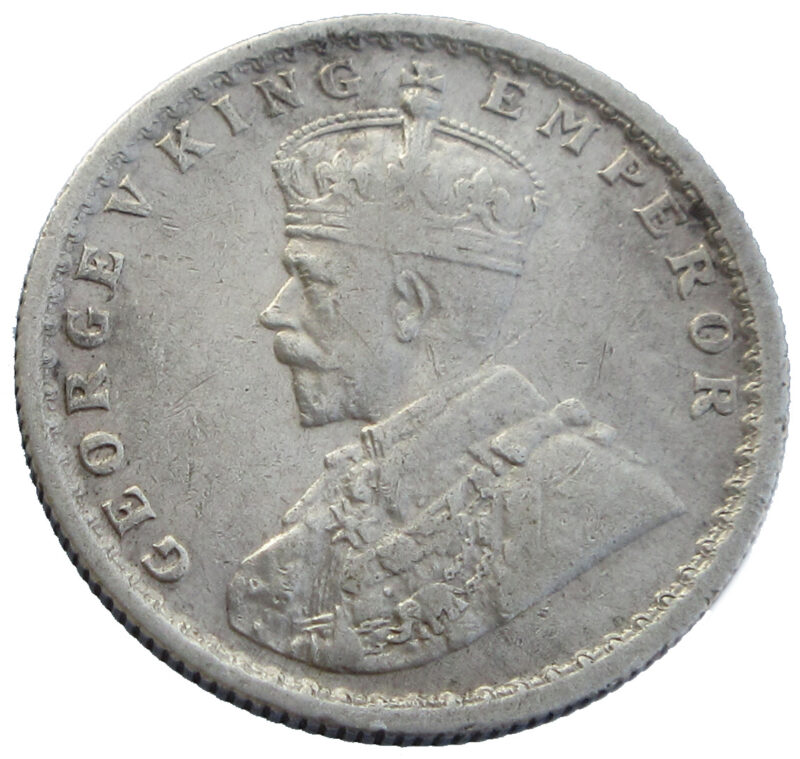 1921 Half Rupee King George V Silver Coin