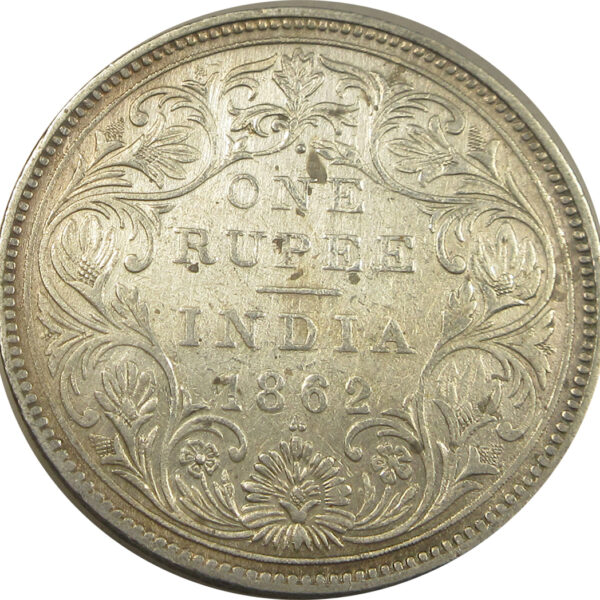 1862 1/2 Dots One Rupee Queen Victoria Bombay Mint | GK 357