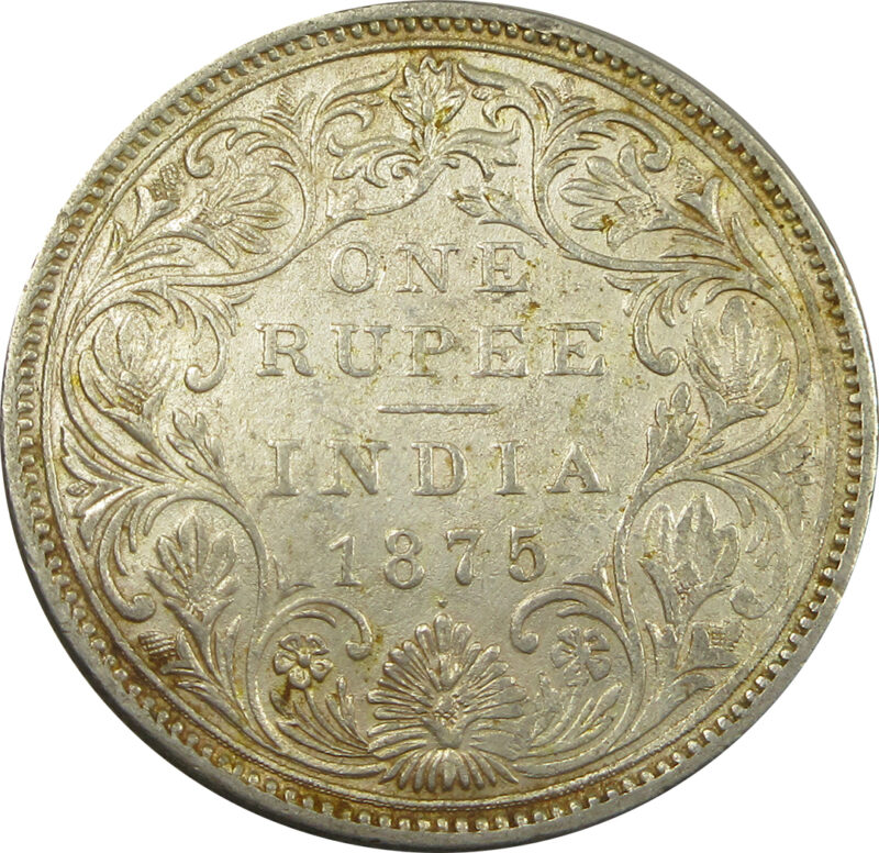 1875 Silver One Rupee Queen Victoria Bombay Mint | GK 424