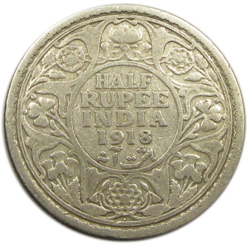 1918 Half Rupee King George V Bombay Mint Scarce GK 1056