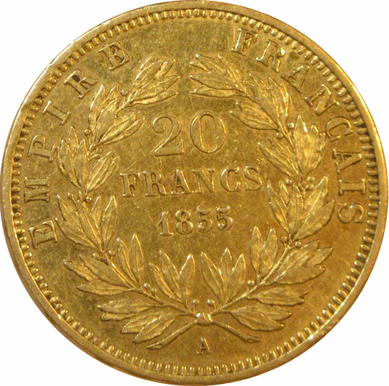 20 Francs - Napoleon III Year 1855 Gold Coin | France